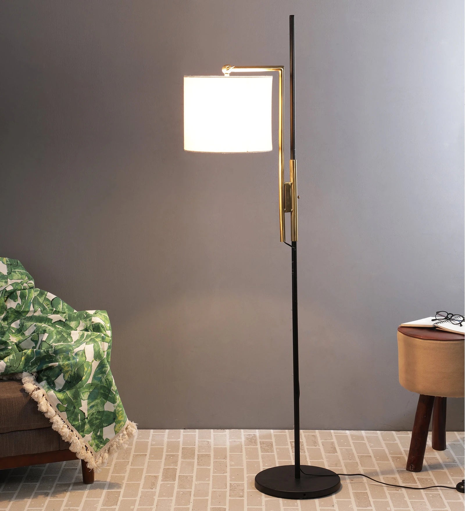 Lorenzo White Fabric Shade Novelty Floor Lamp