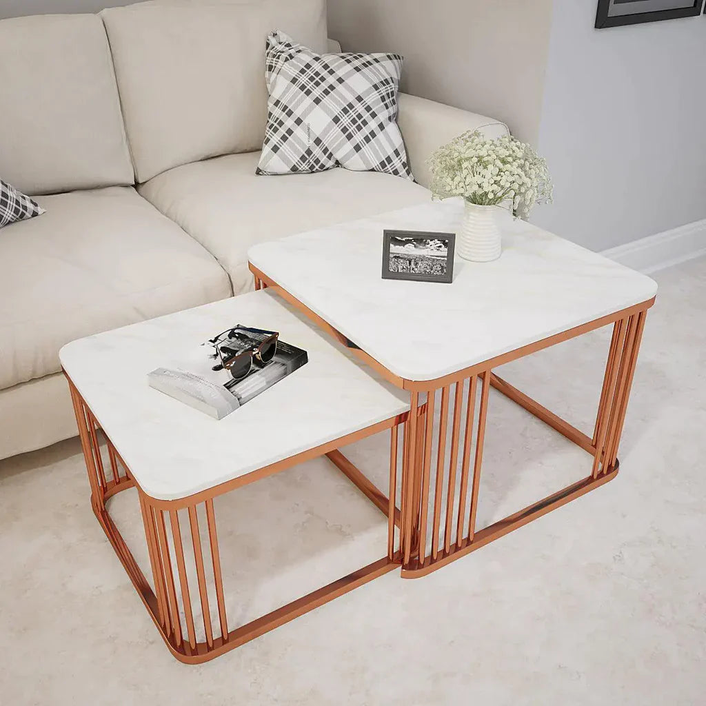 Square Copper Nesting Table Set of 2