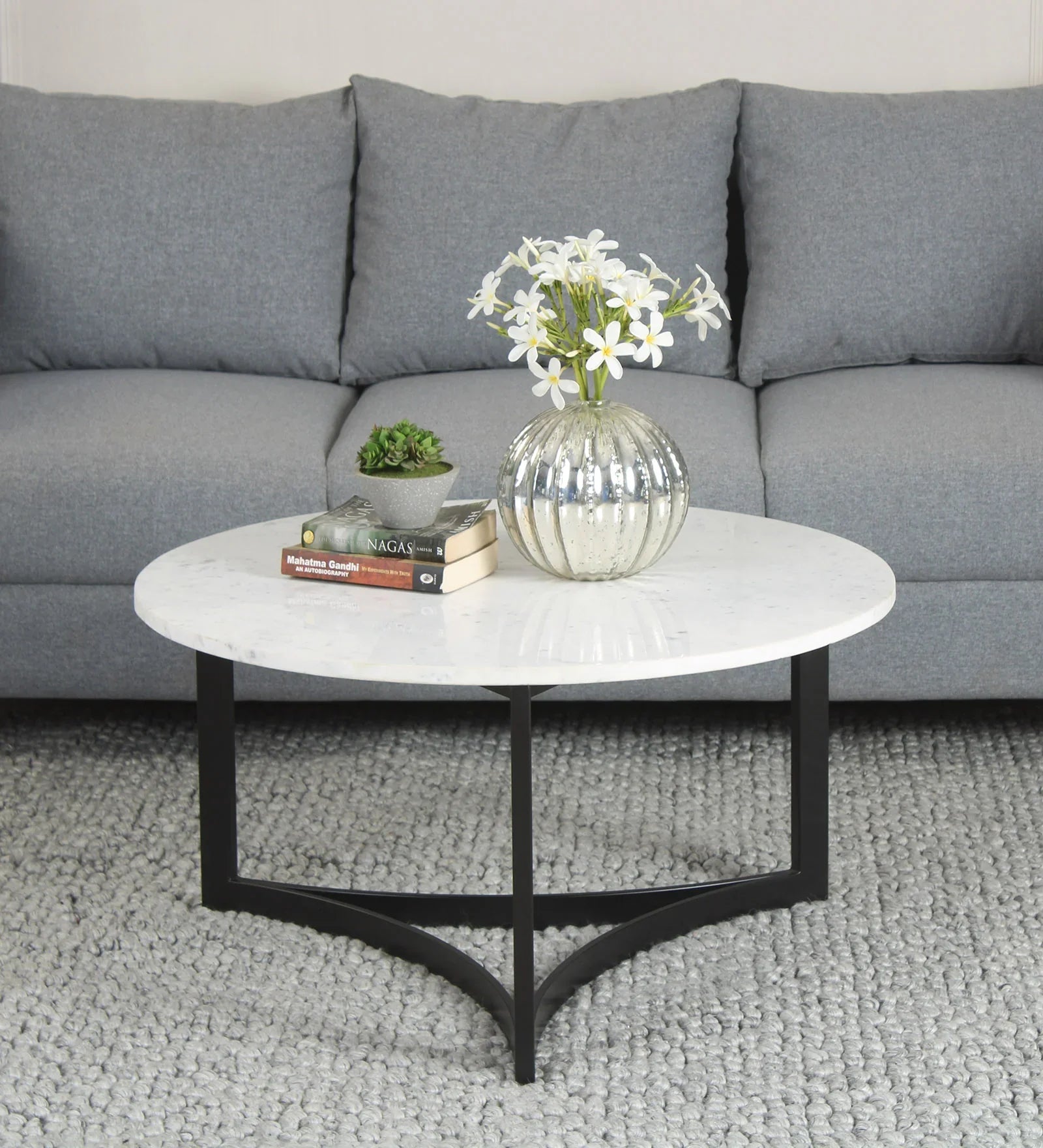 Black Frame Marble Center Table