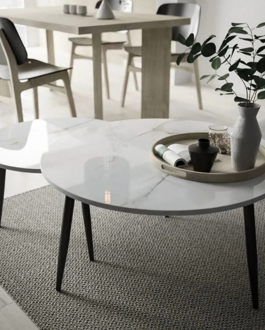Classic Style Black Frame Coffee Table (Set of 2)