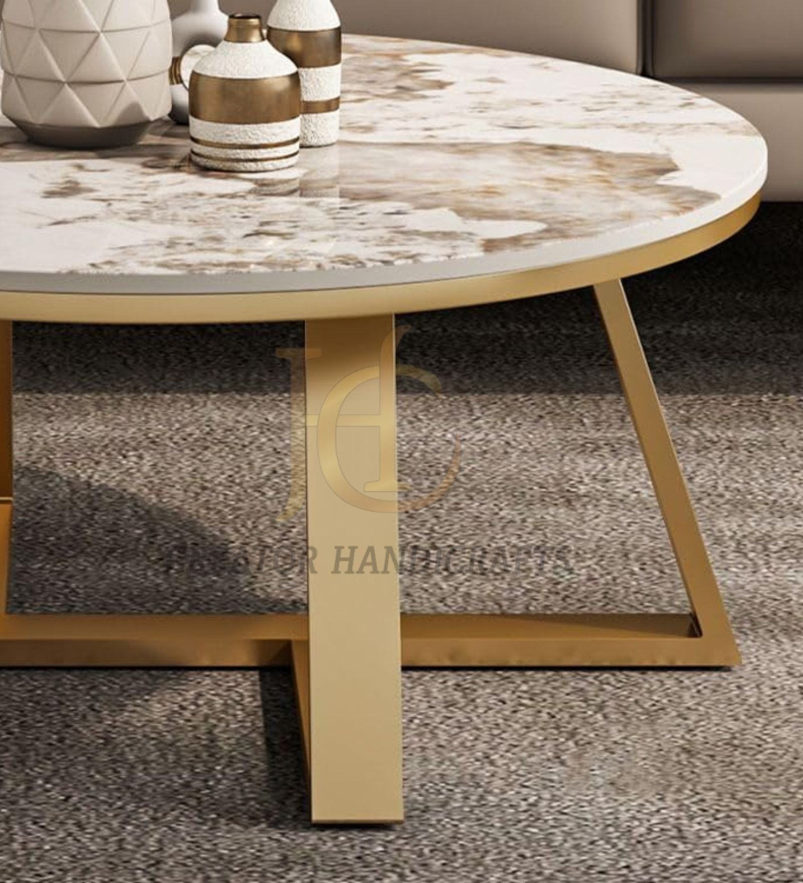 Luxury Marble Nesting Center Table Set of 2 PVD Finish (Stainless Steel)
