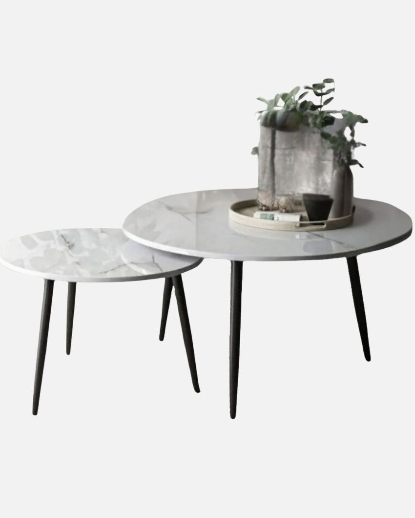 Classic Style Black Frame Coffee Table (Set of 2)