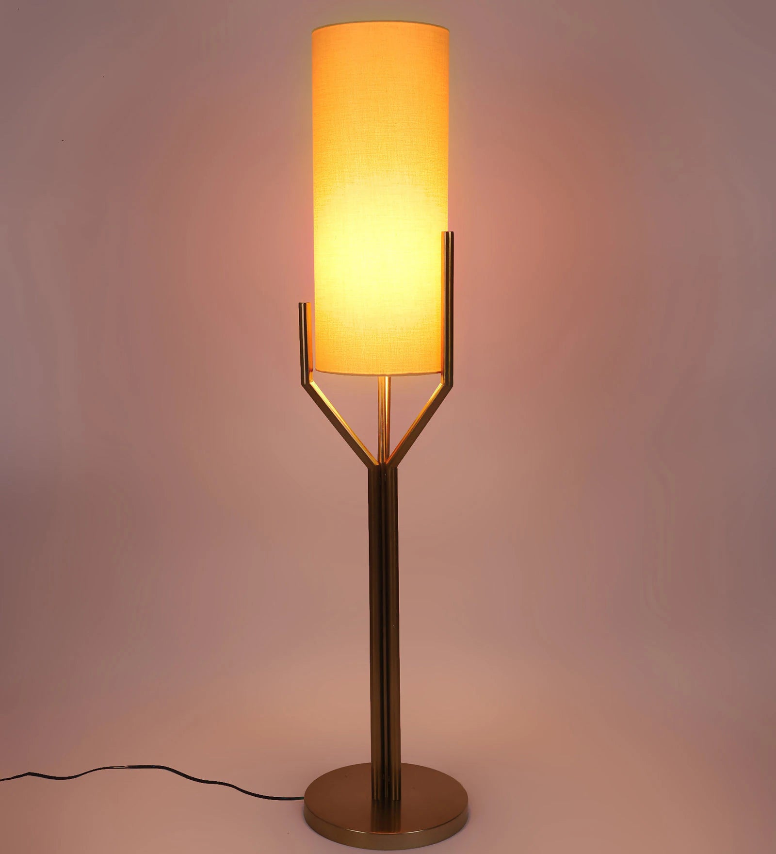 Wave Beige Fabric Cloth Shade Floor Lamp With Iron Base