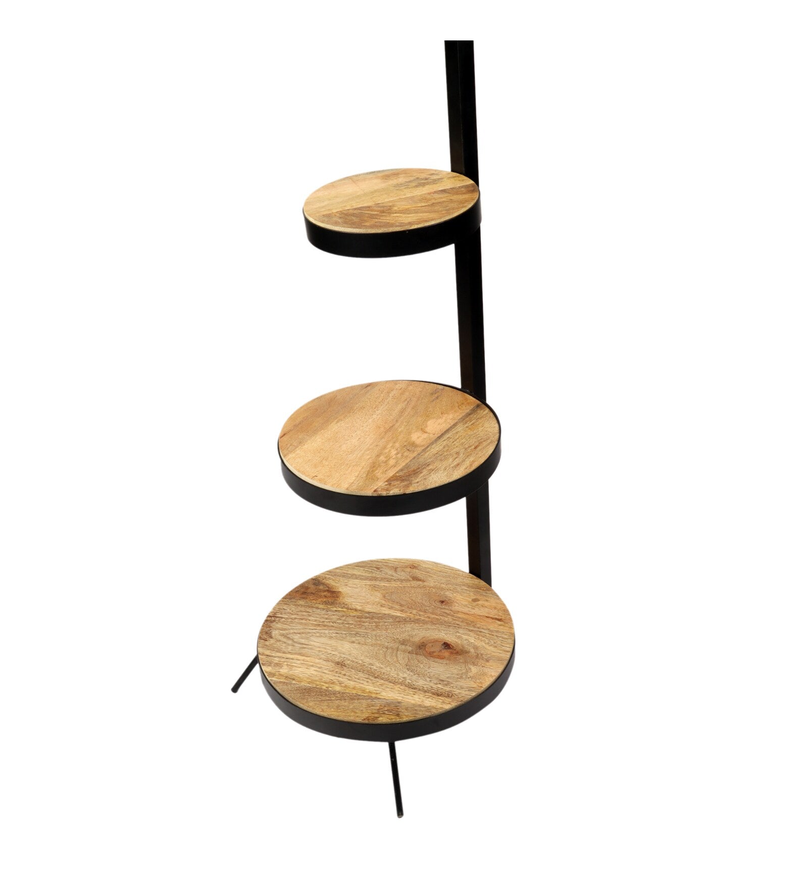 Monolith White Cloth Shade Shelf Floor Lamp With Wood & Iron Base