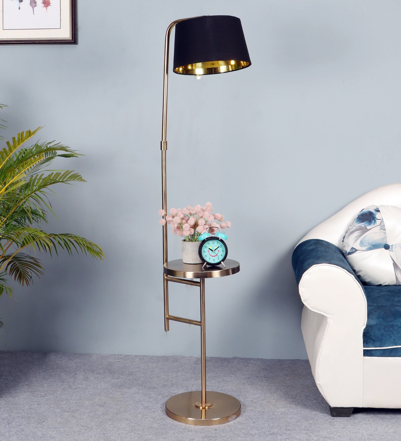 Daffodil Black Cloth Shade Shelf Floor Lamp