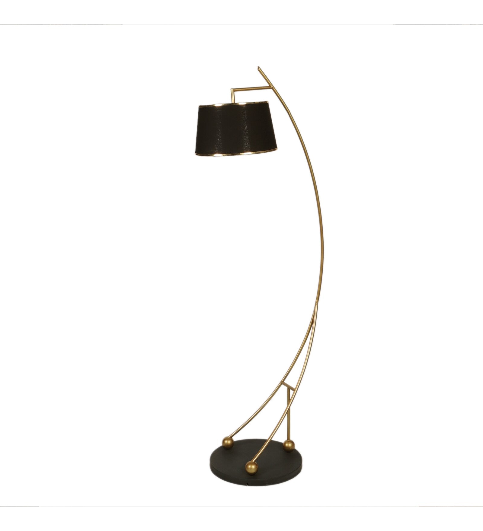 Midwest Black Cloth Shade Shelf Floor Lamp For Living Room