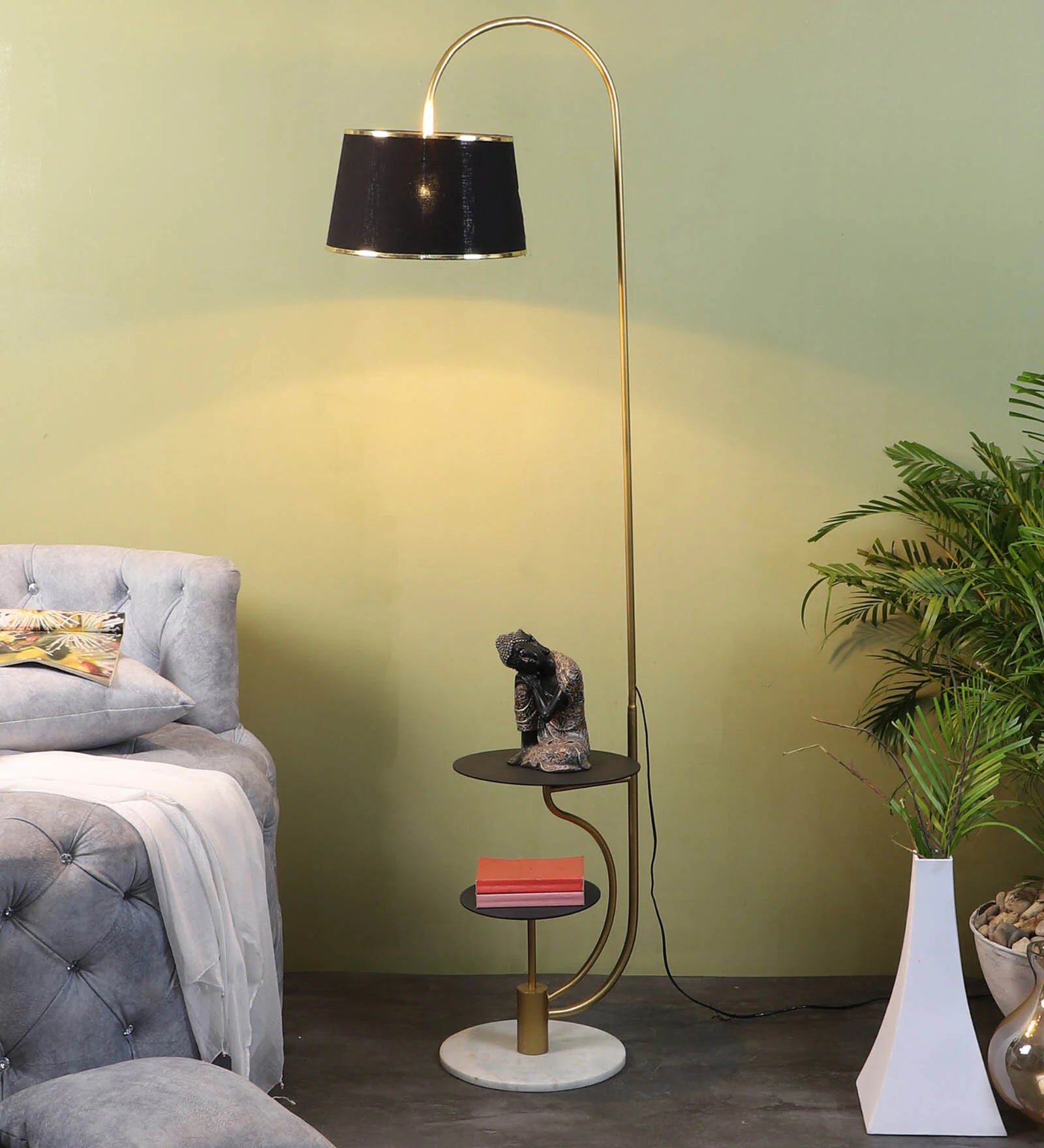 Peony Black Shade Club Floor Lamp