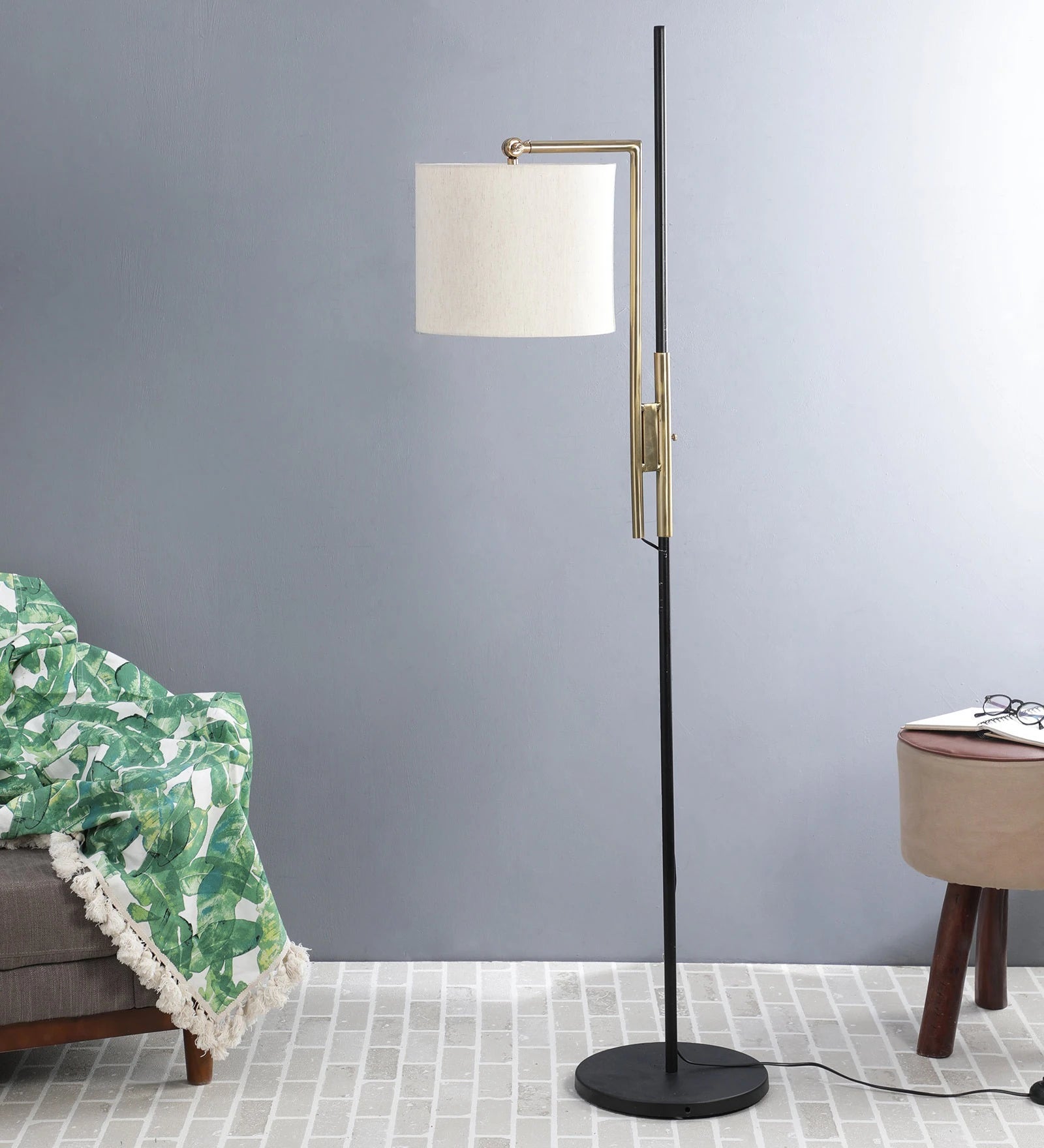 Lorenzo White Fabric Shade Novelty Floor Lamp