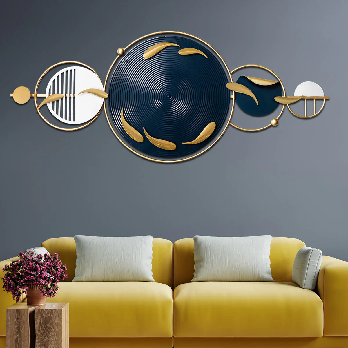 Abstract Designer Blue Metal Wall Art For Living Room – Creator Handicrafts