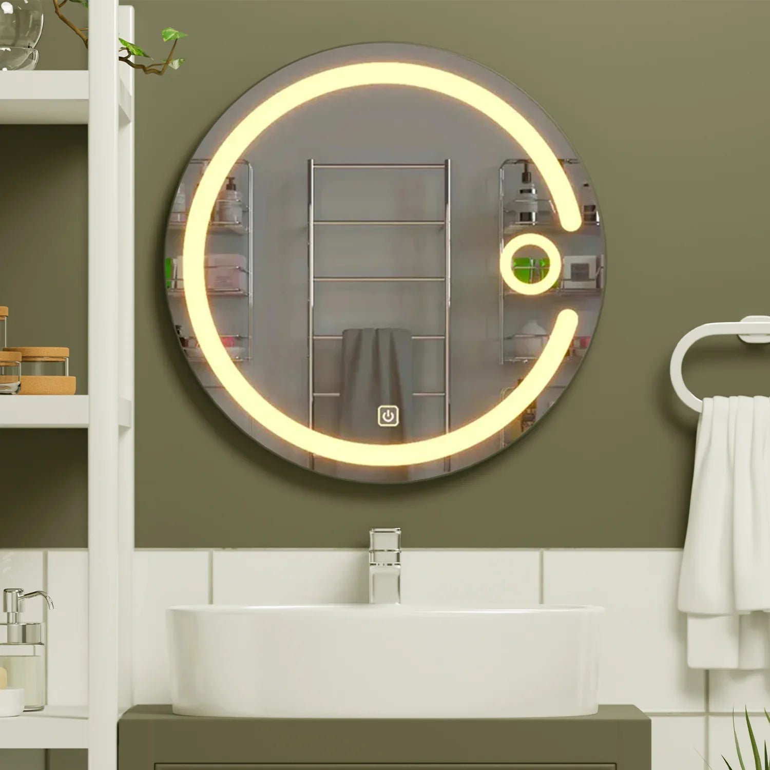 Modern Lunar Bathroom Mirror With LED