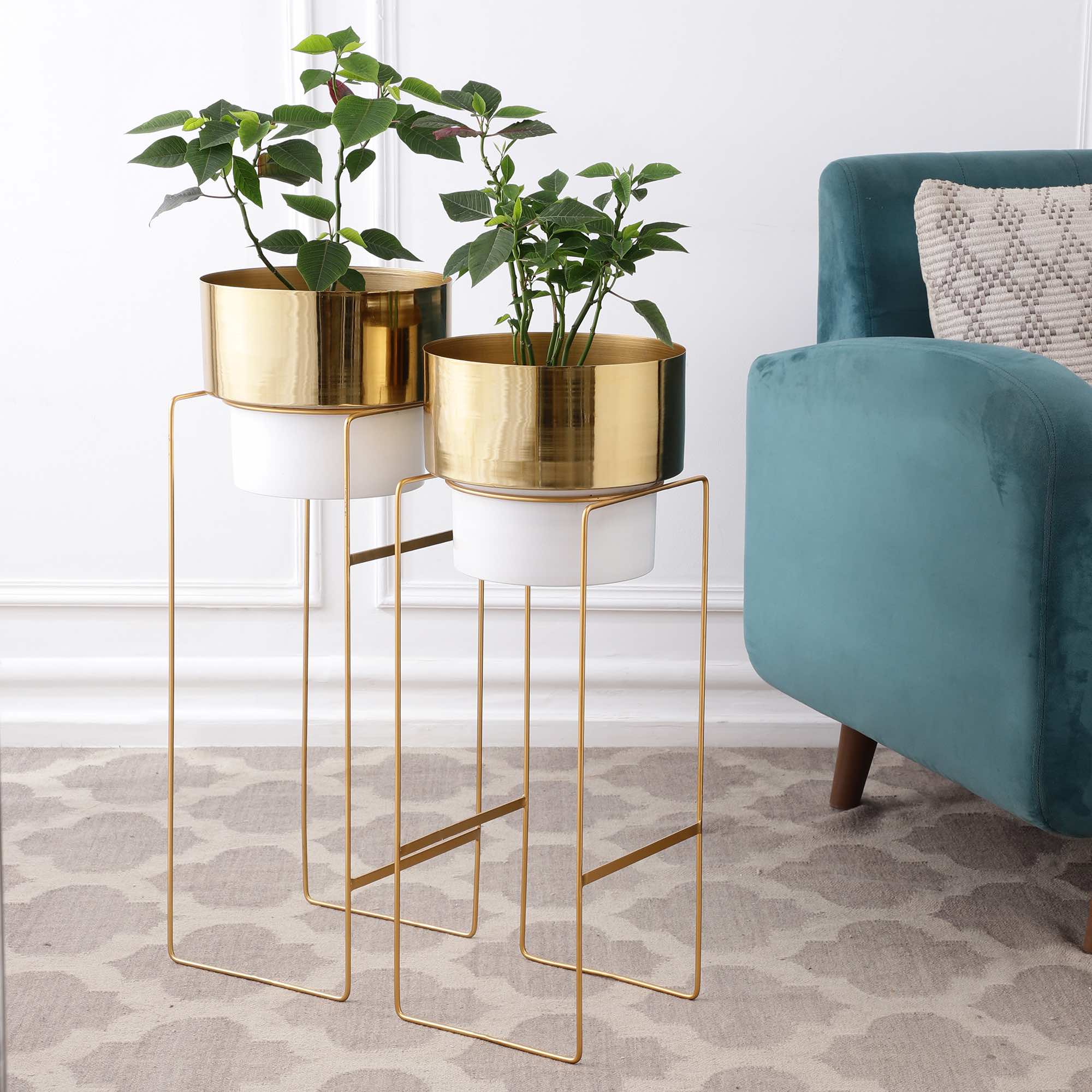 Gold and White Planter (Set of 2) Electroplating Finish