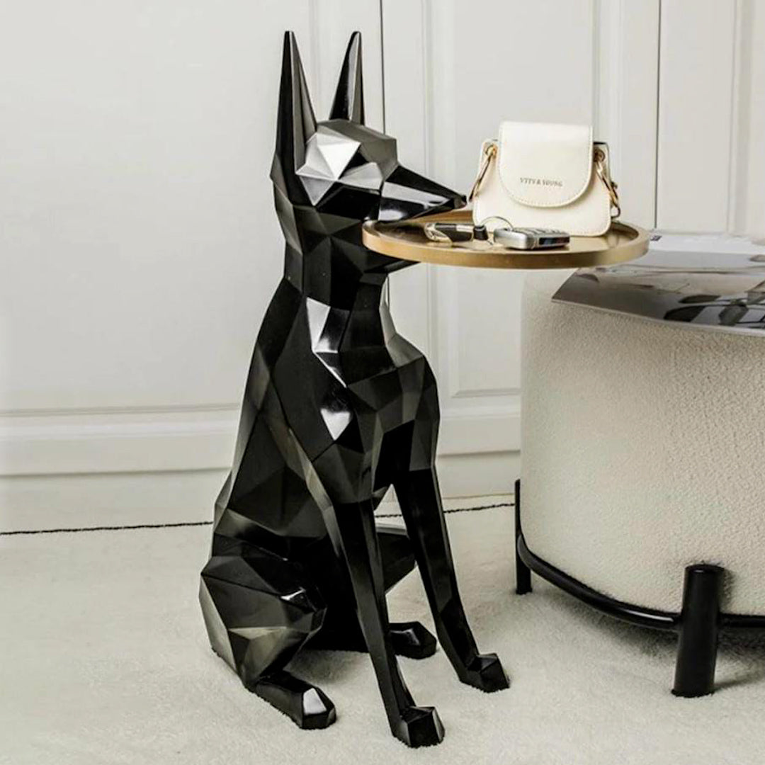Luna Dog Statue With Tray | Side Table