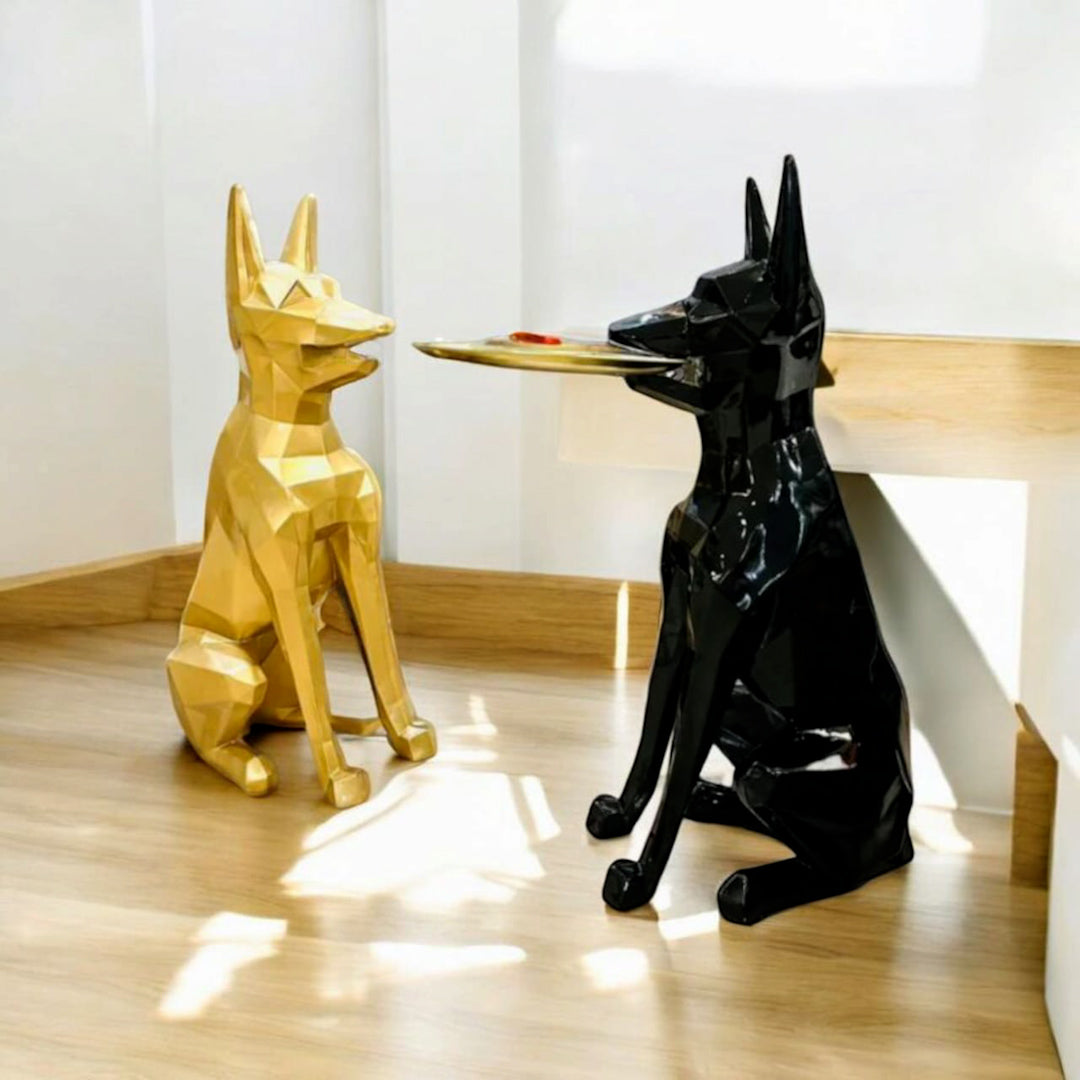 Luna Dog Statue With Tray | Side Table