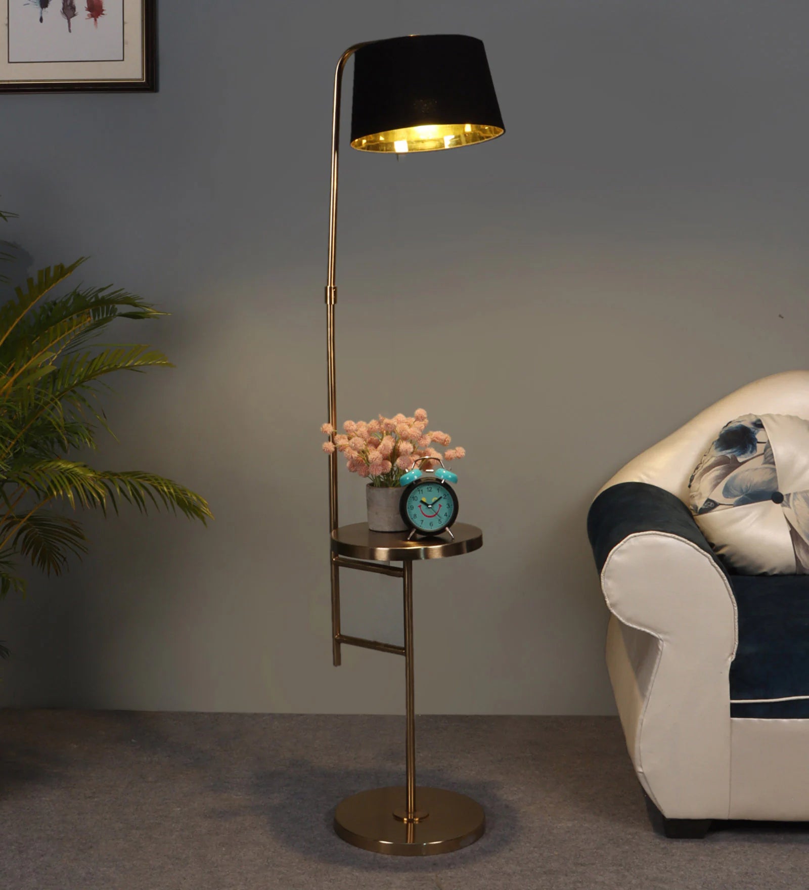 Daffodil Black Cloth Shade Shelf Floor Lamp