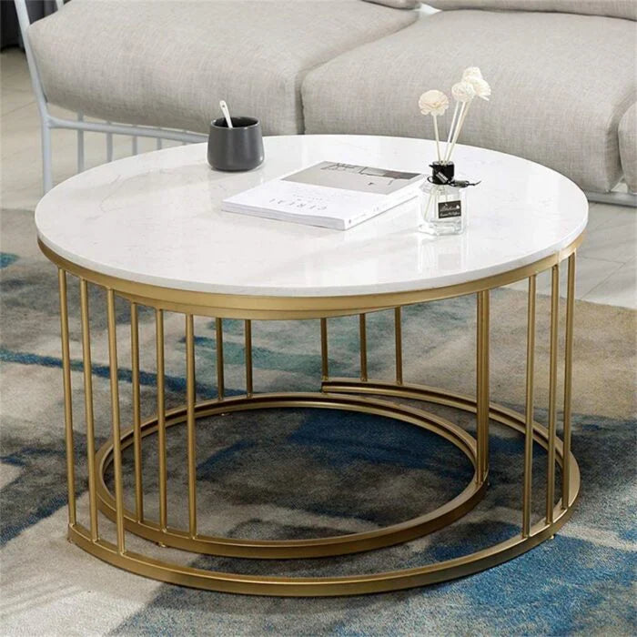 Classic Tethered Metallic Coffee Table Set of 2