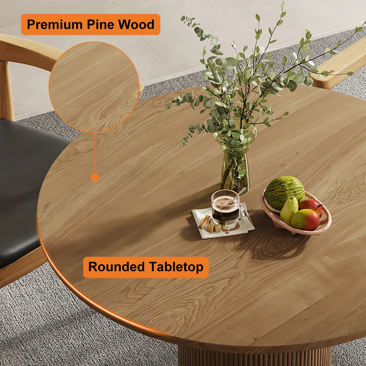 Wood Round Dining Table Set with Chairs