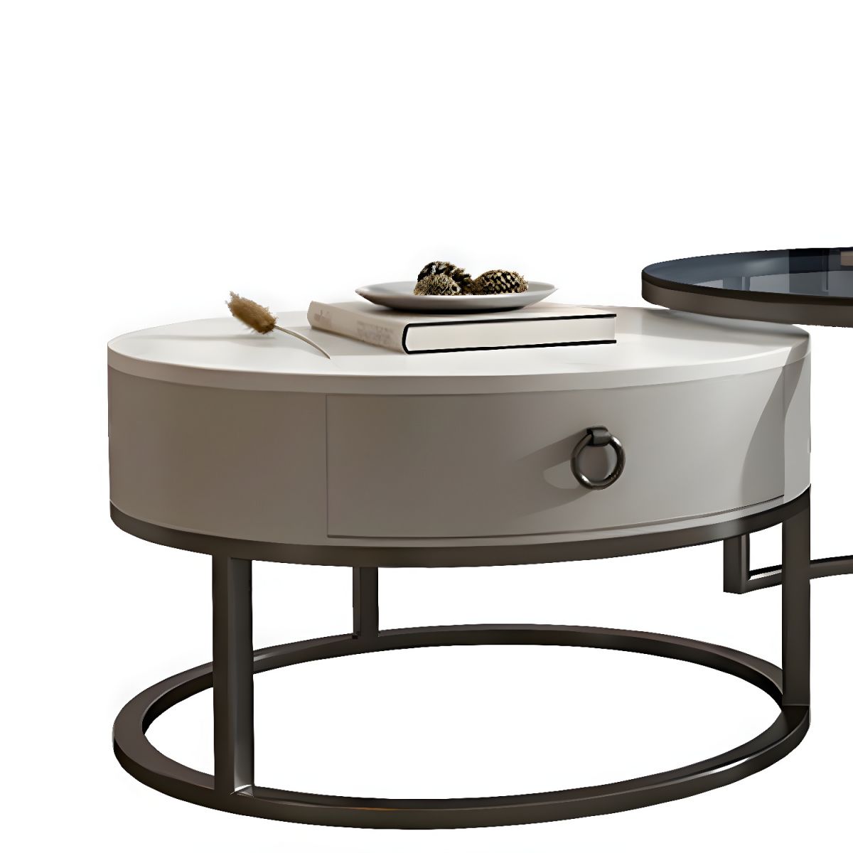 Round Glasss Nesting Storage Center Table (Set of 2)