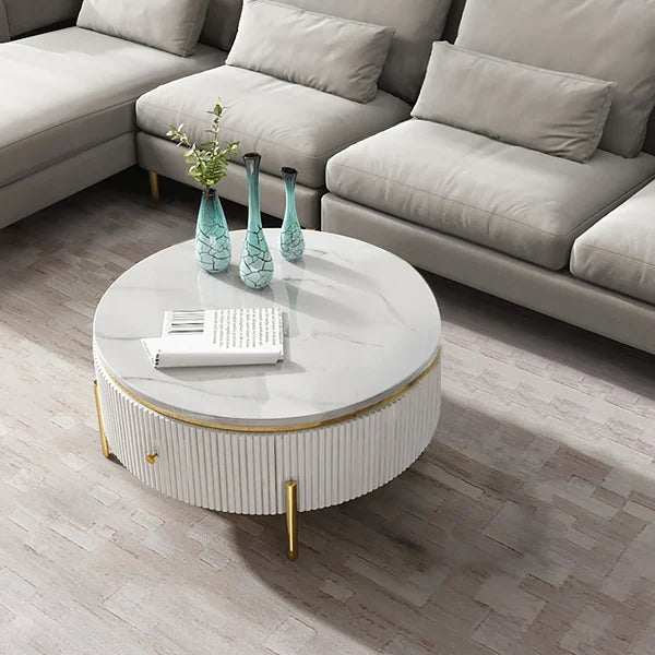 Round Marble Top Center Table With Storage