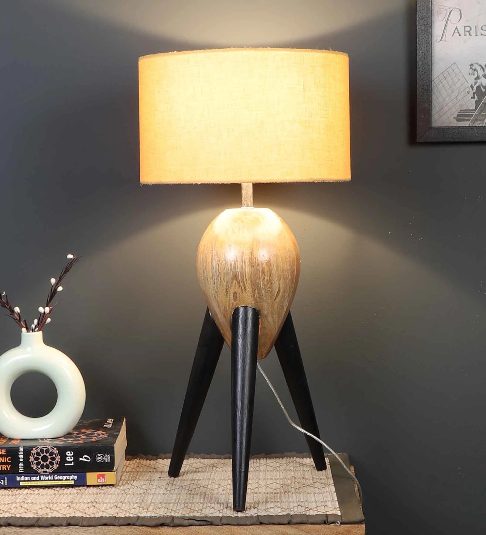 Fabric Wood Table Lamp With Shade