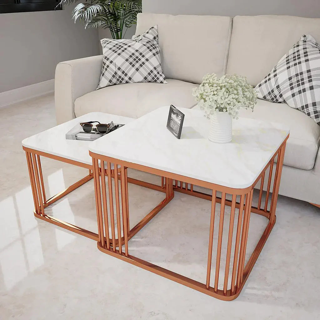 Square Copper Nesting Table Set of 2