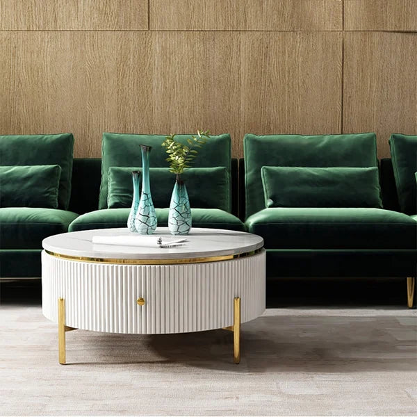 Round Marble Top Center Table With Storage