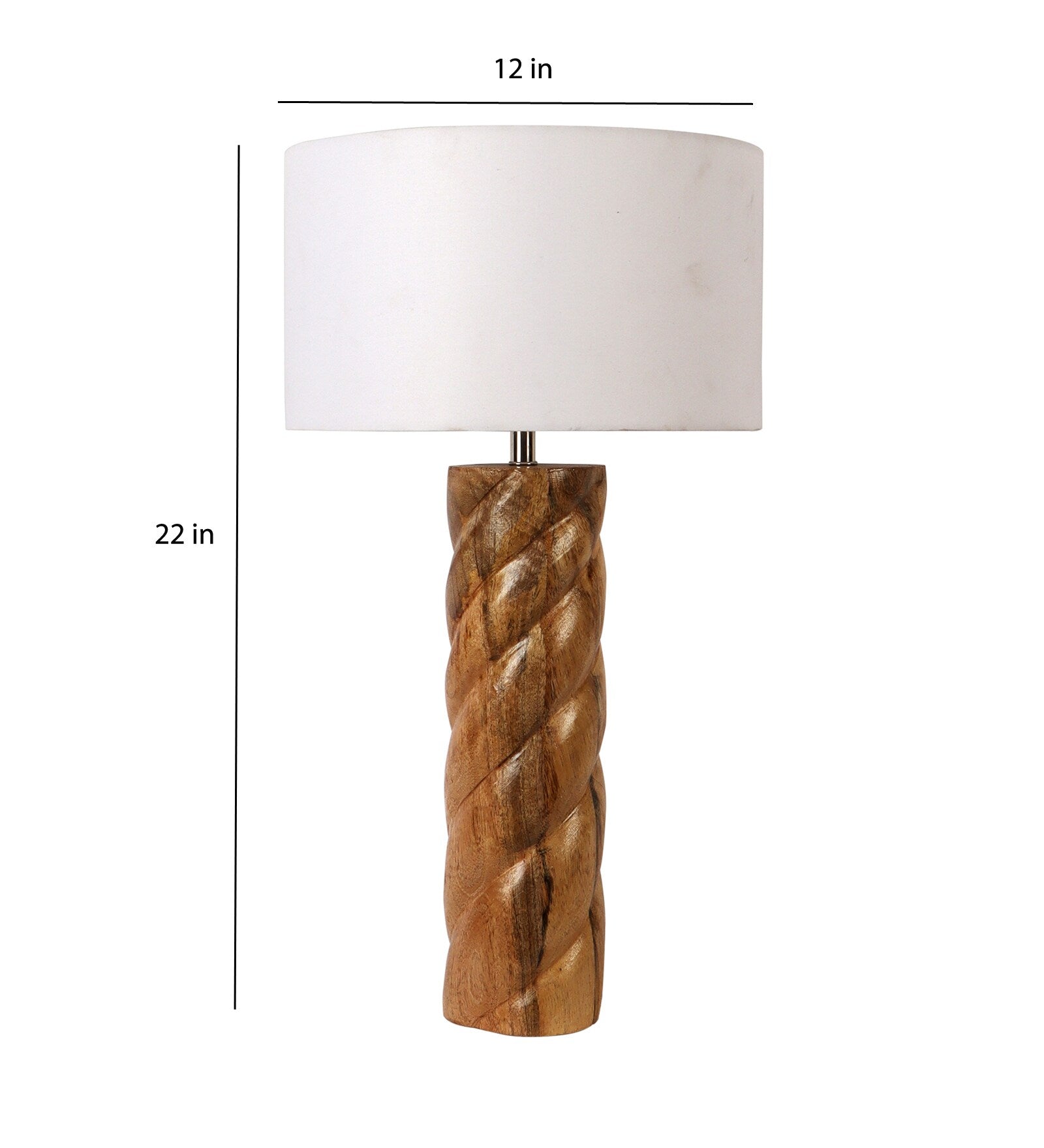 Fabric Wood Table Lamp With White Shade