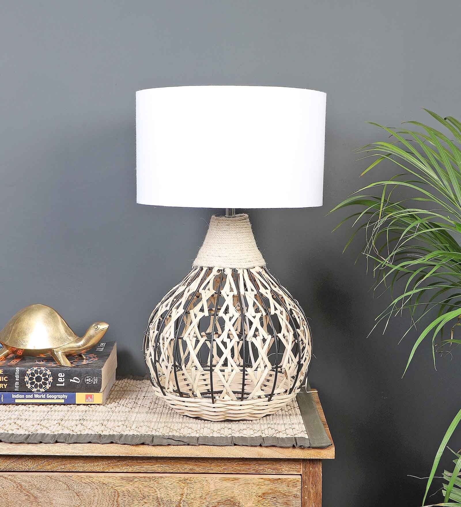 Fabric Bambo Rope Table Lamp With Shade