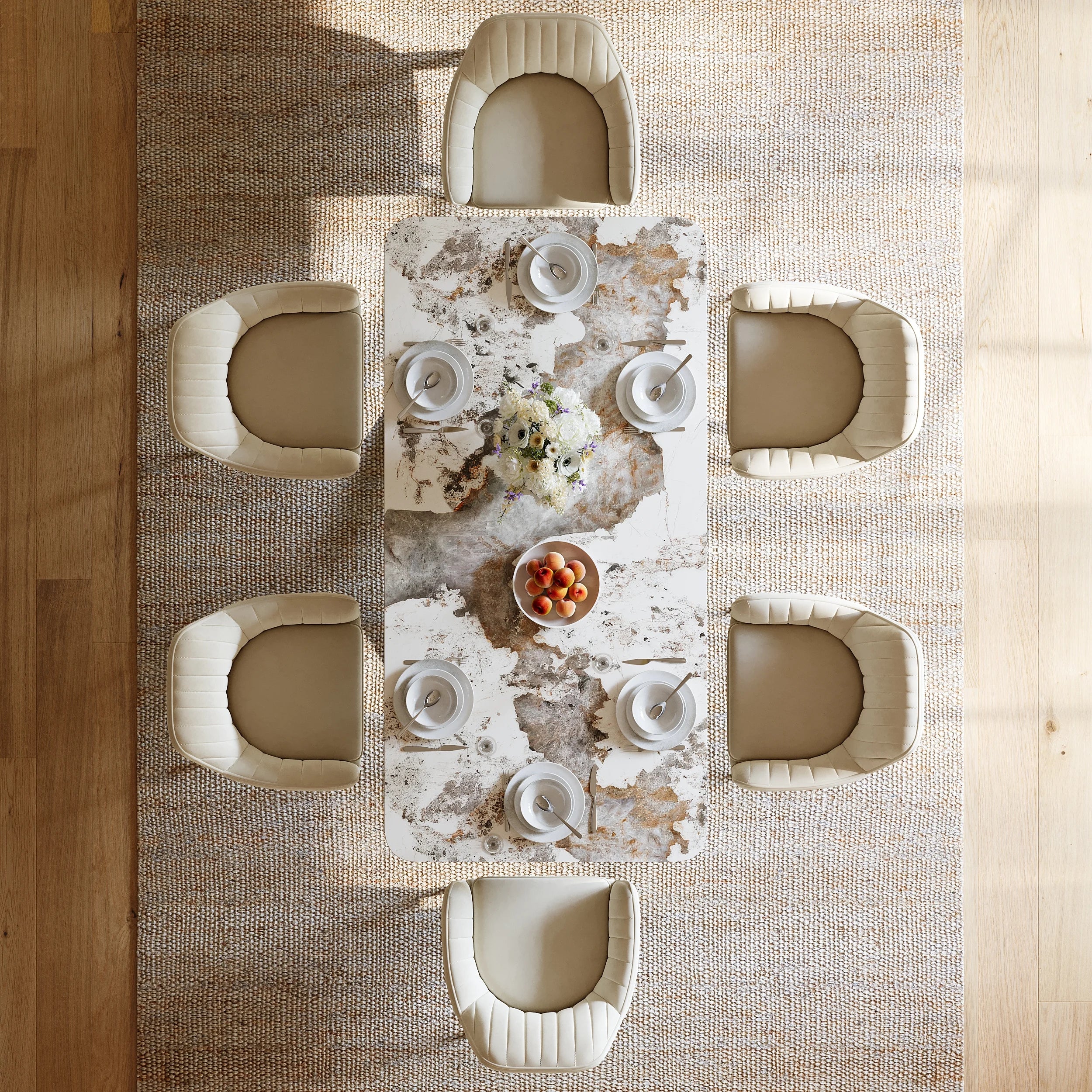 Rectangle Glossy Pandora Dining Table with Chairs
