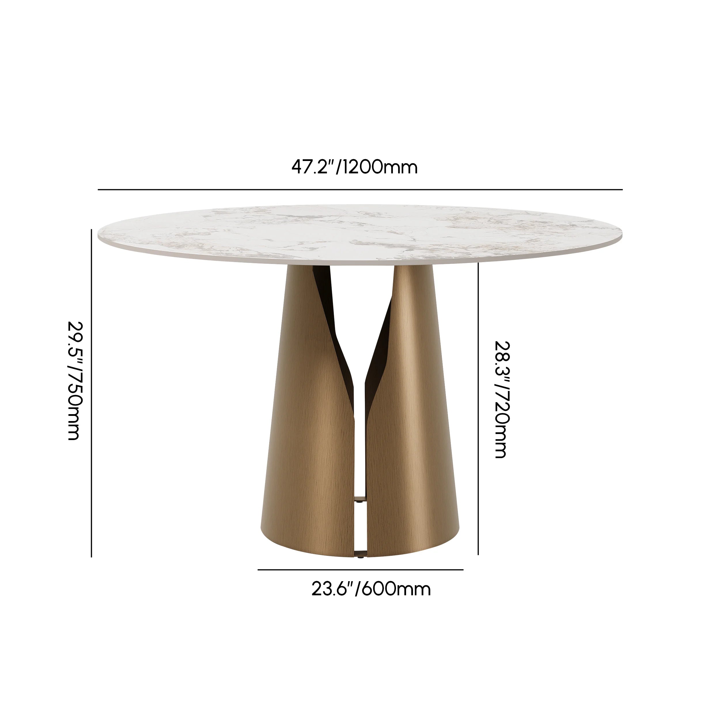 Round Dining Table with Steel Base with 4 Chairs