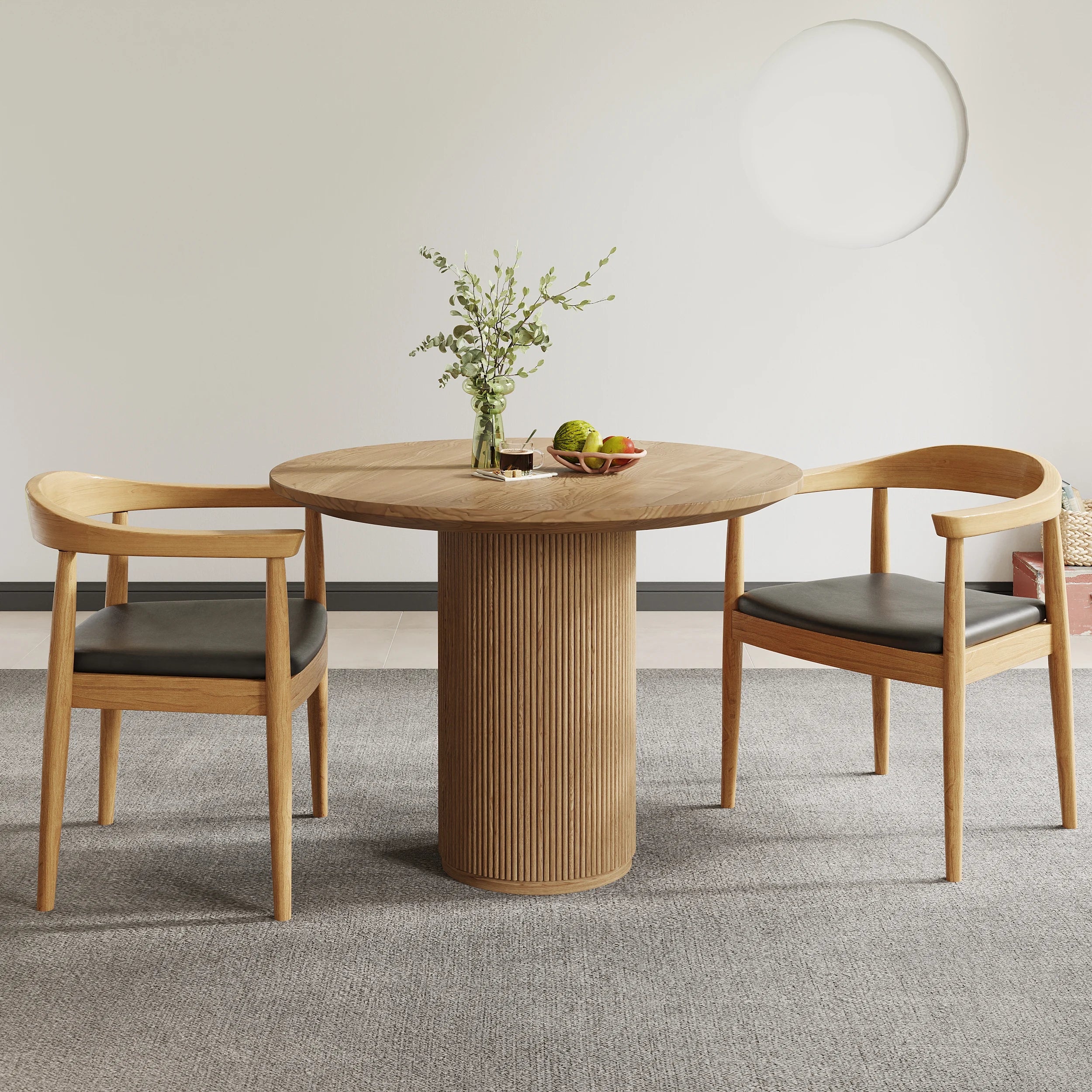Wood Round Dining Table Set with Chairs