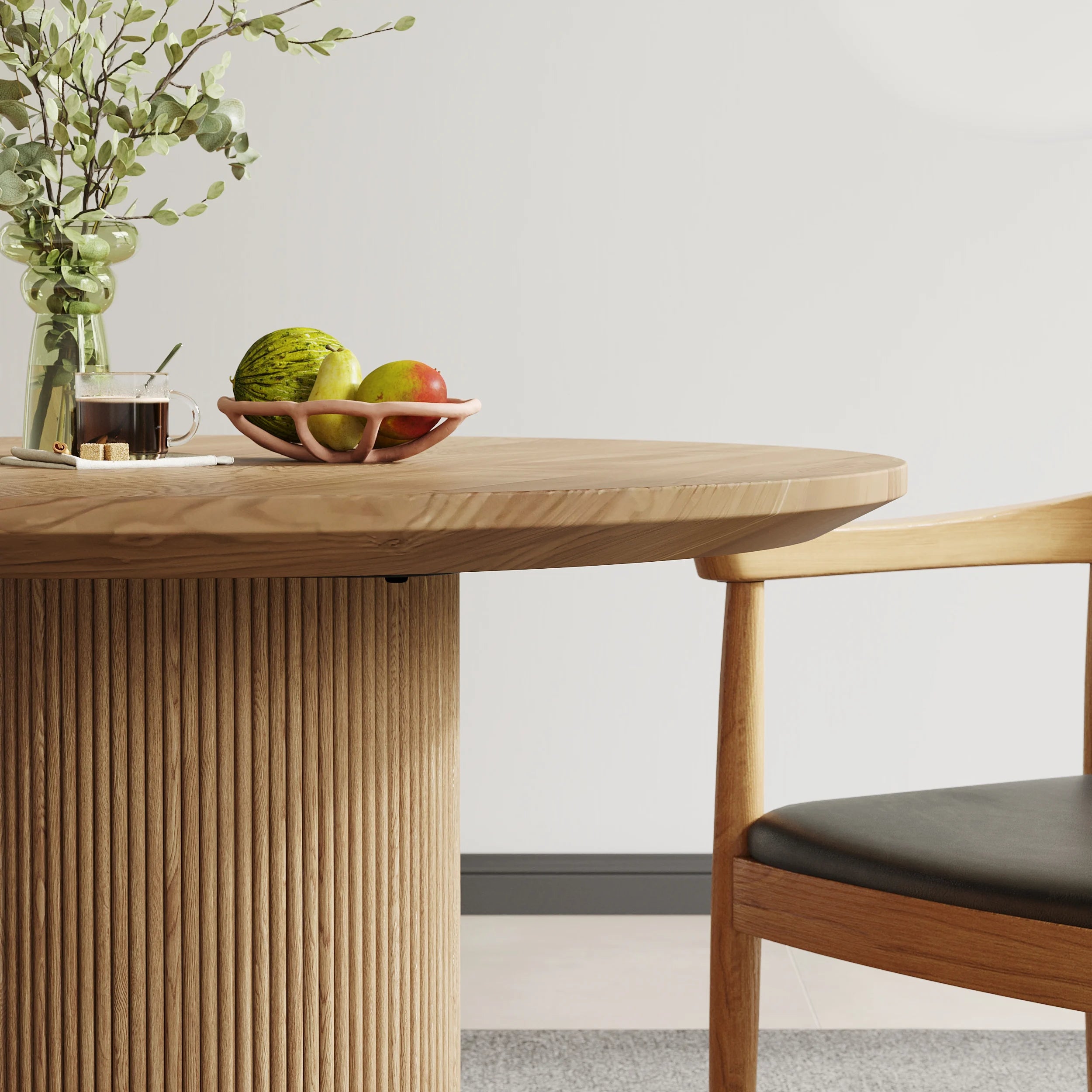 Wood Round Dining Table Set with Chairs