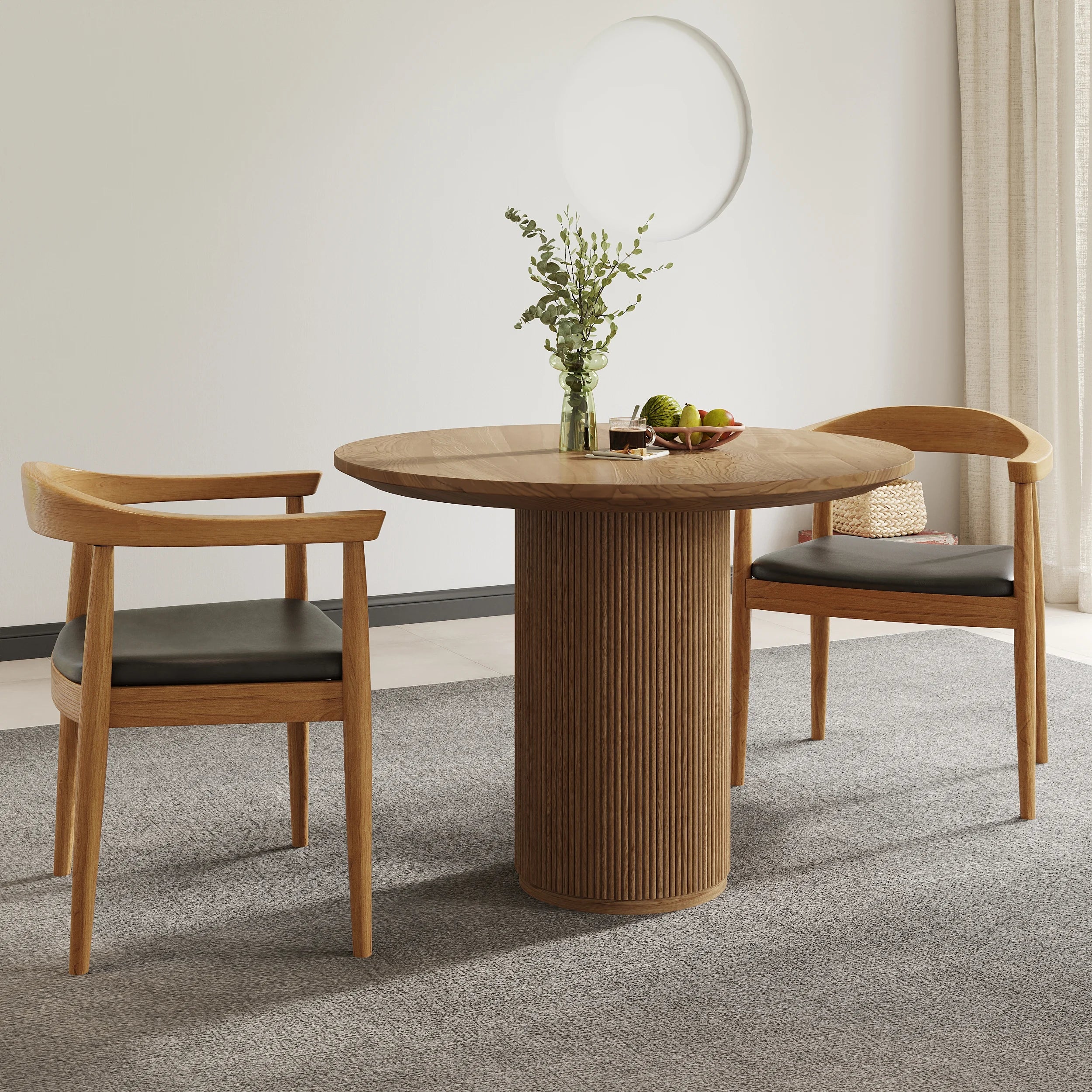 Wood Round Dining Table Set with Chairs