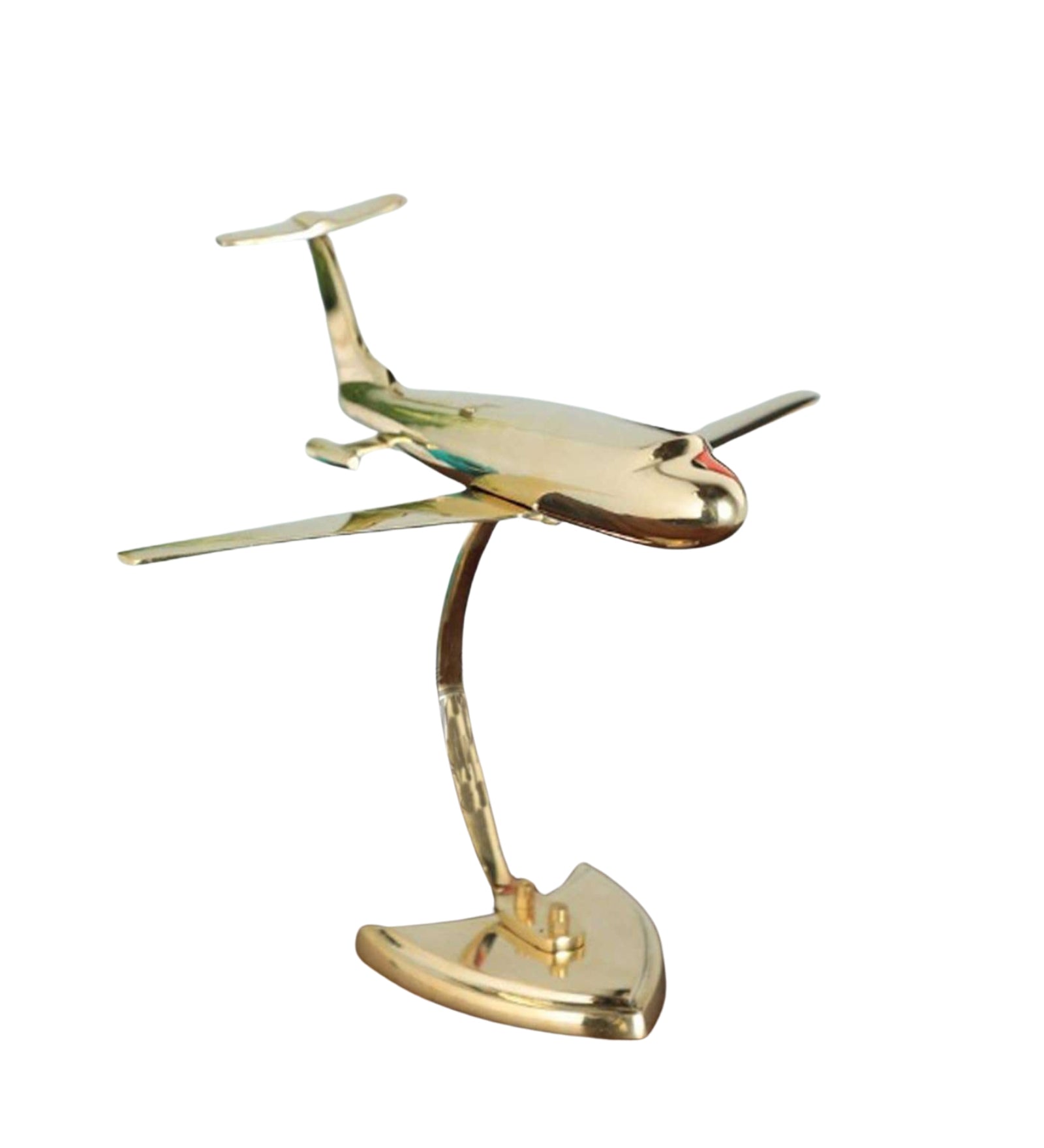 Brass Antique Jet Plane On Stand