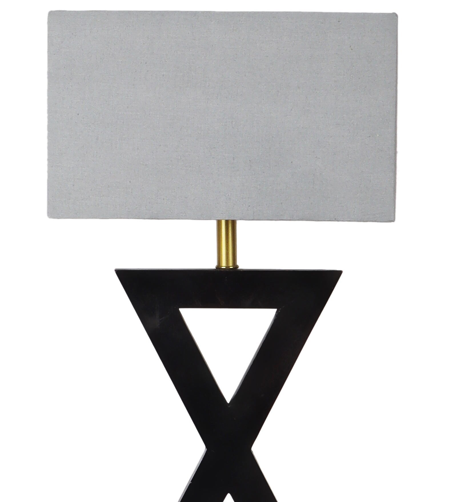 Soomin Grey Fabric Shade Table Lamp With Natural Base