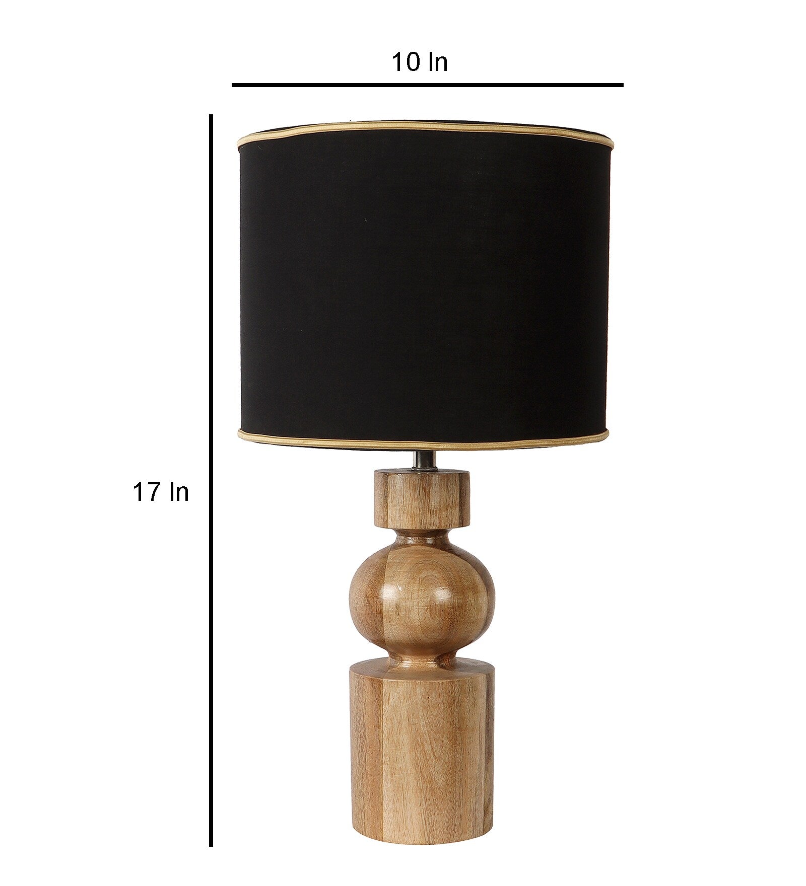 Fabric Bambo Table Lamp With Black Shade
