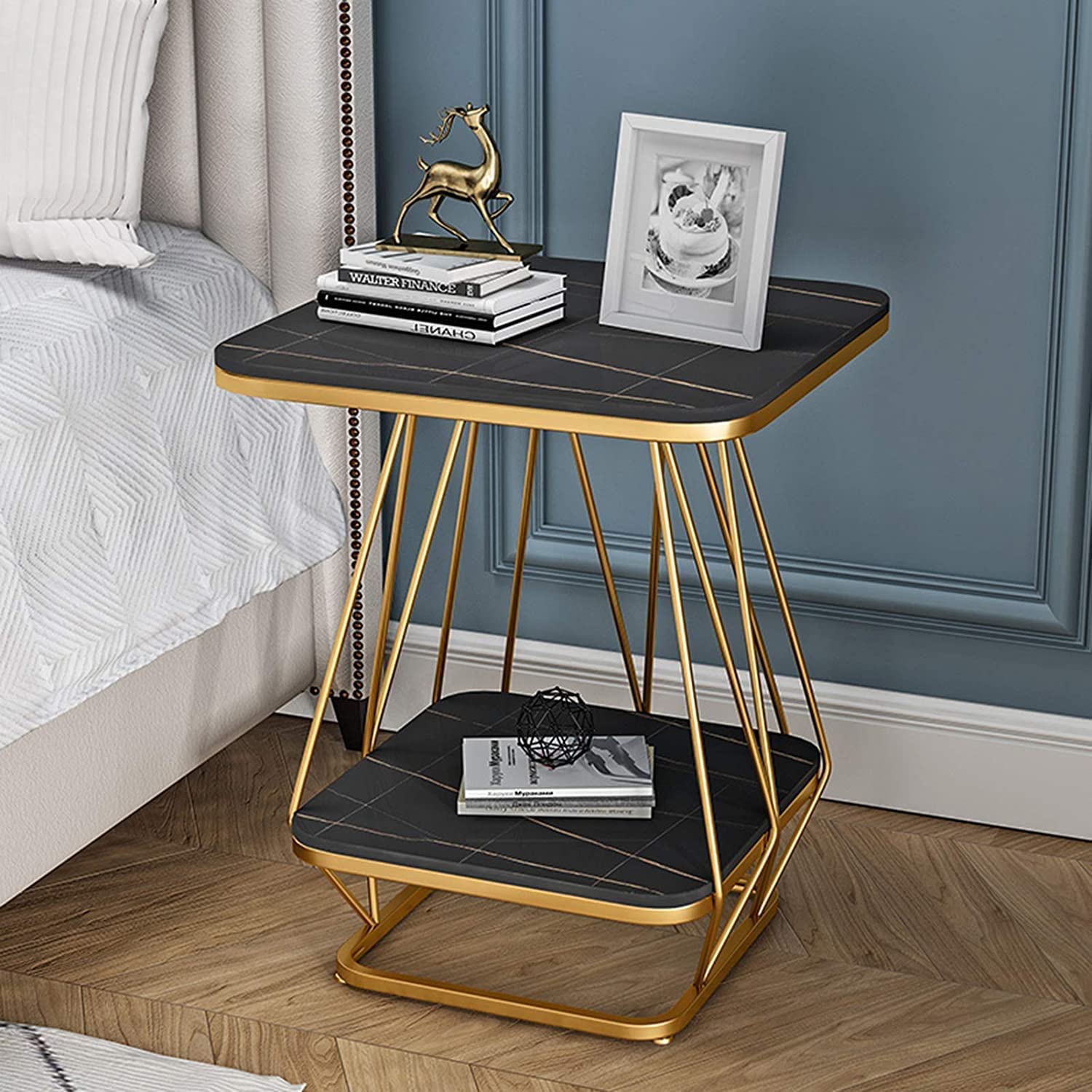 Modern Square Black Marble Side Table