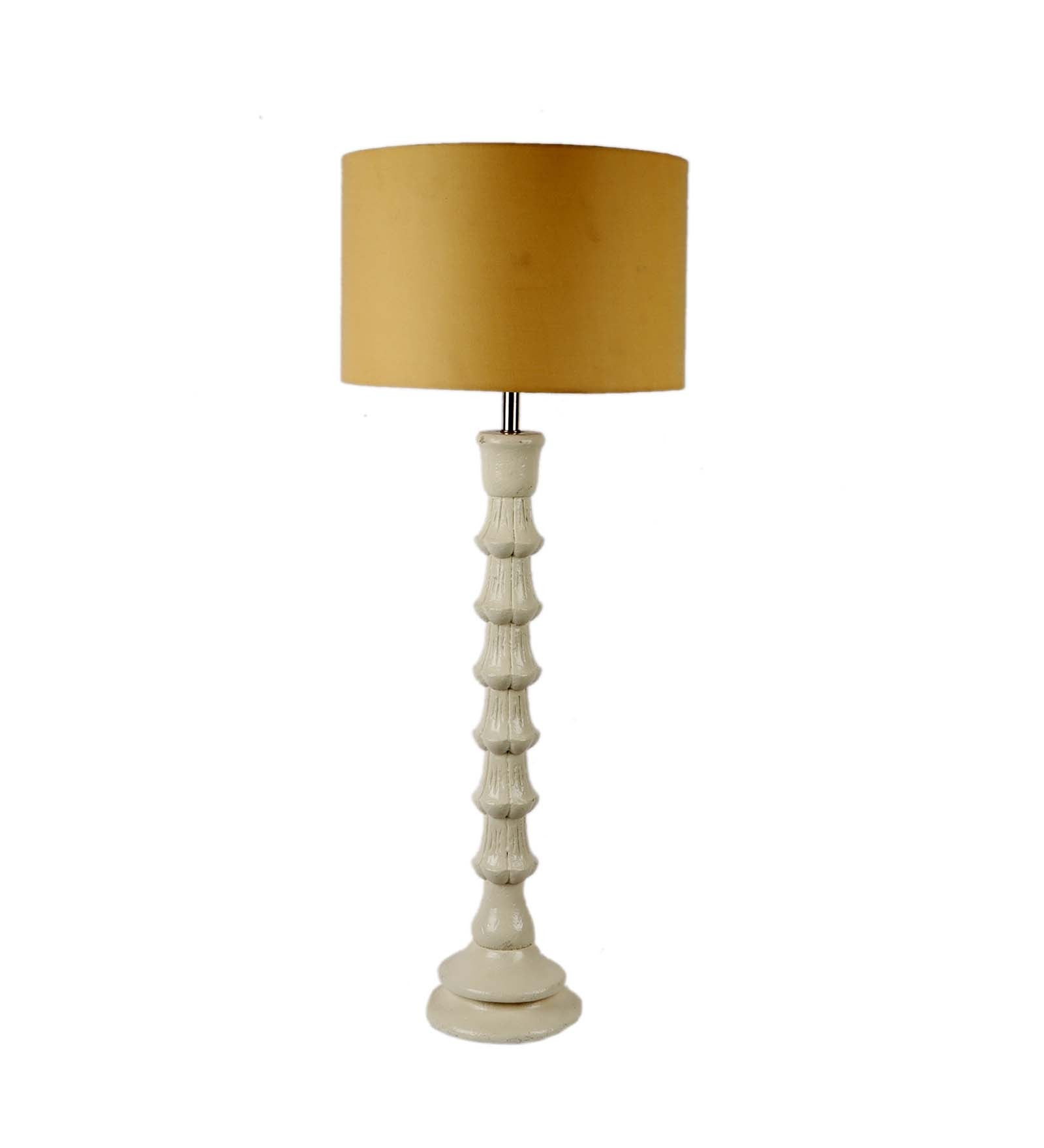 Beige Iron & Cloth Shade Table Lamp with White Base
