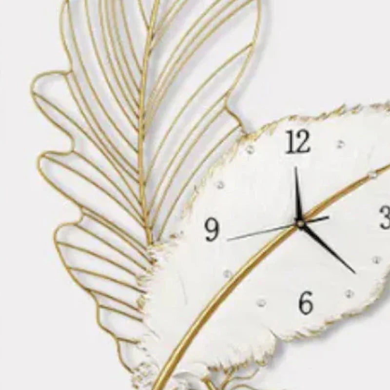 Metal Leaf White Wall Clock