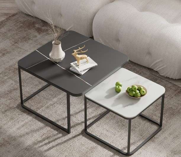 Black Square Coffee Table Set of 2