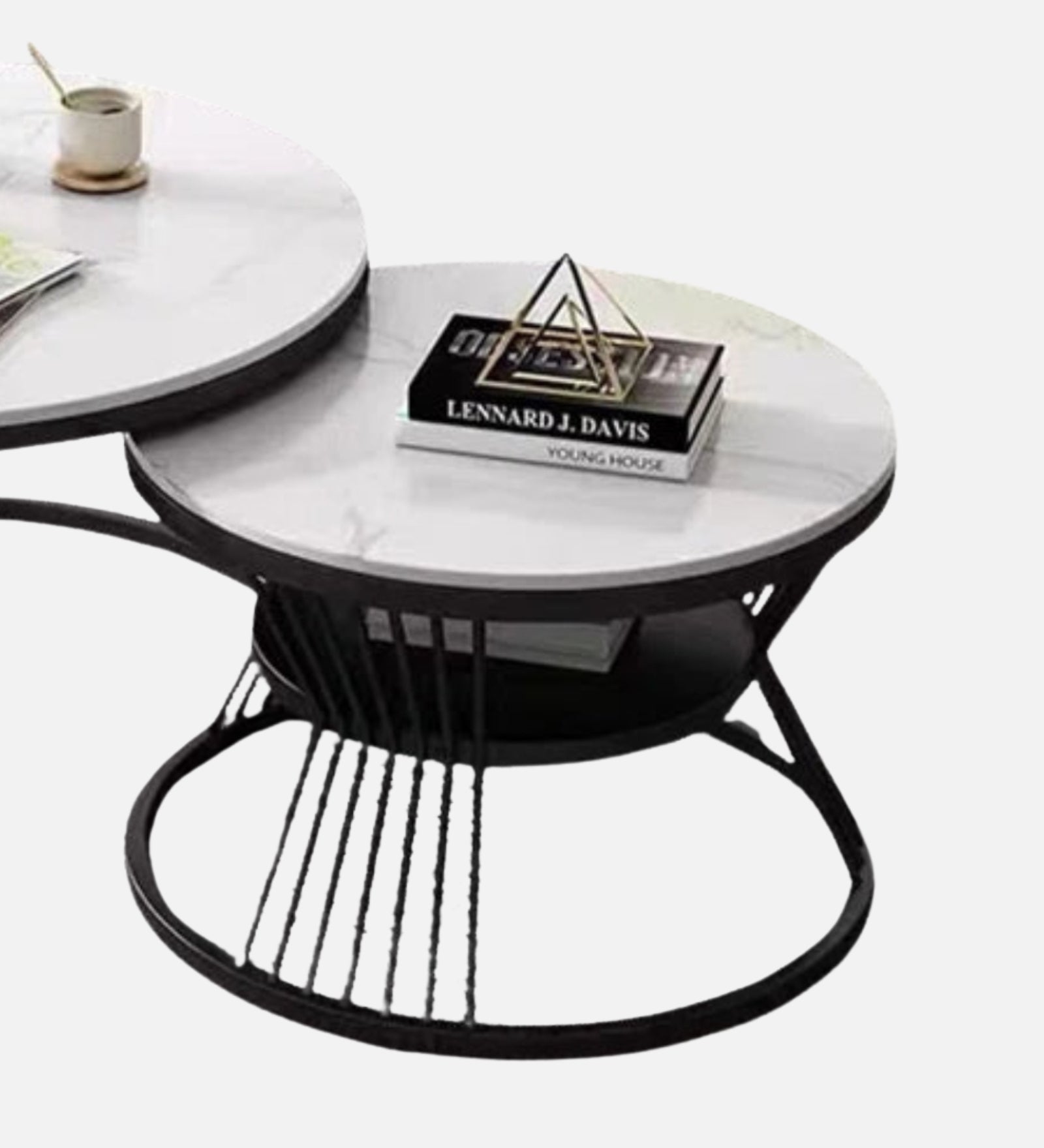 Black Frame Marble Coffee Table (Set of 2)