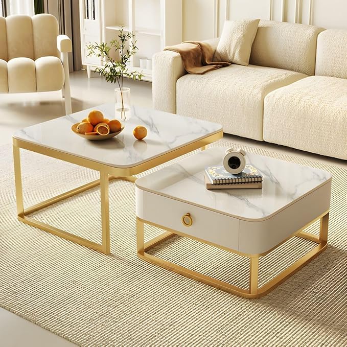 Luxury Square Storage Center Table (Set of 2)