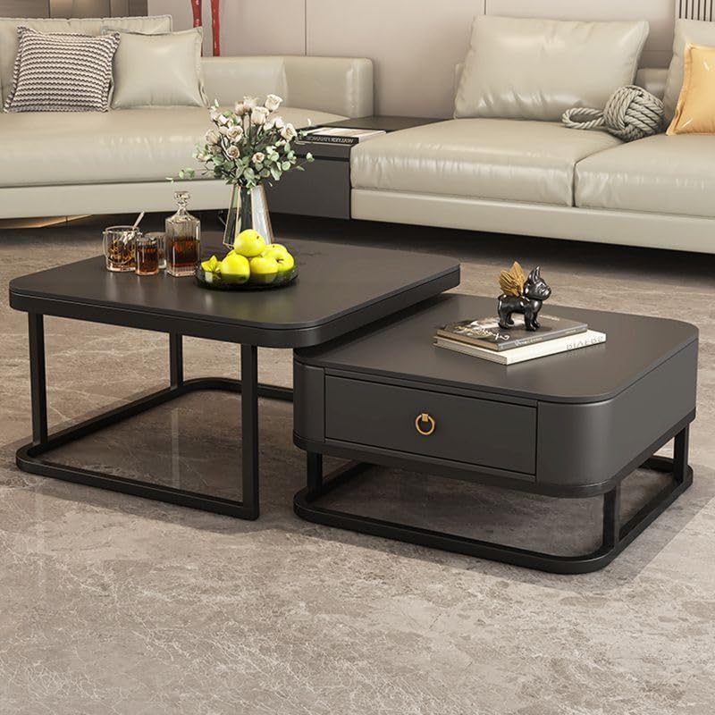 Black Square Storage Center Table (Set of 2)