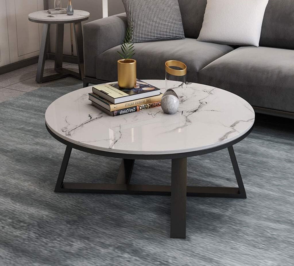 Minimalist Black Frame Marble Center Table