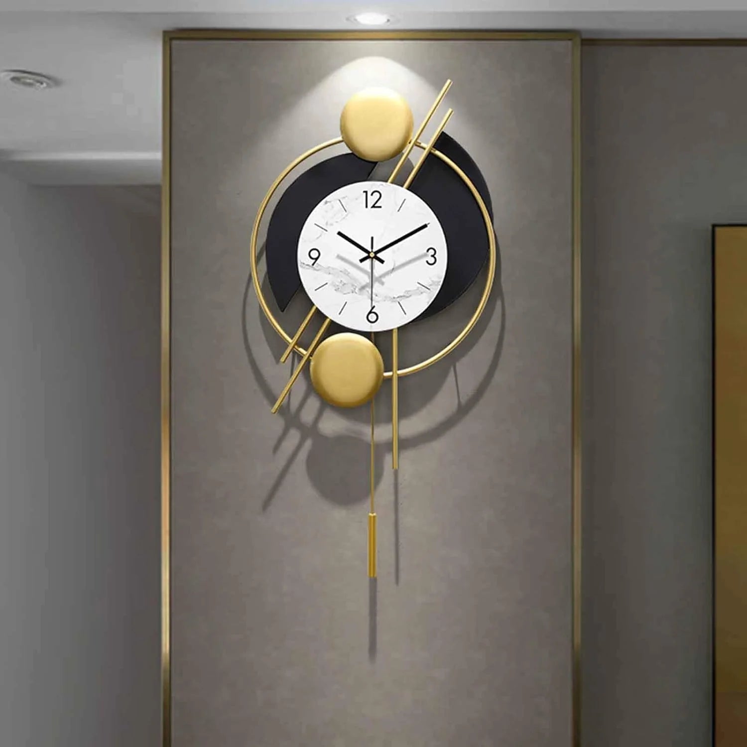 Gold and Black Wall Clock For Living Room