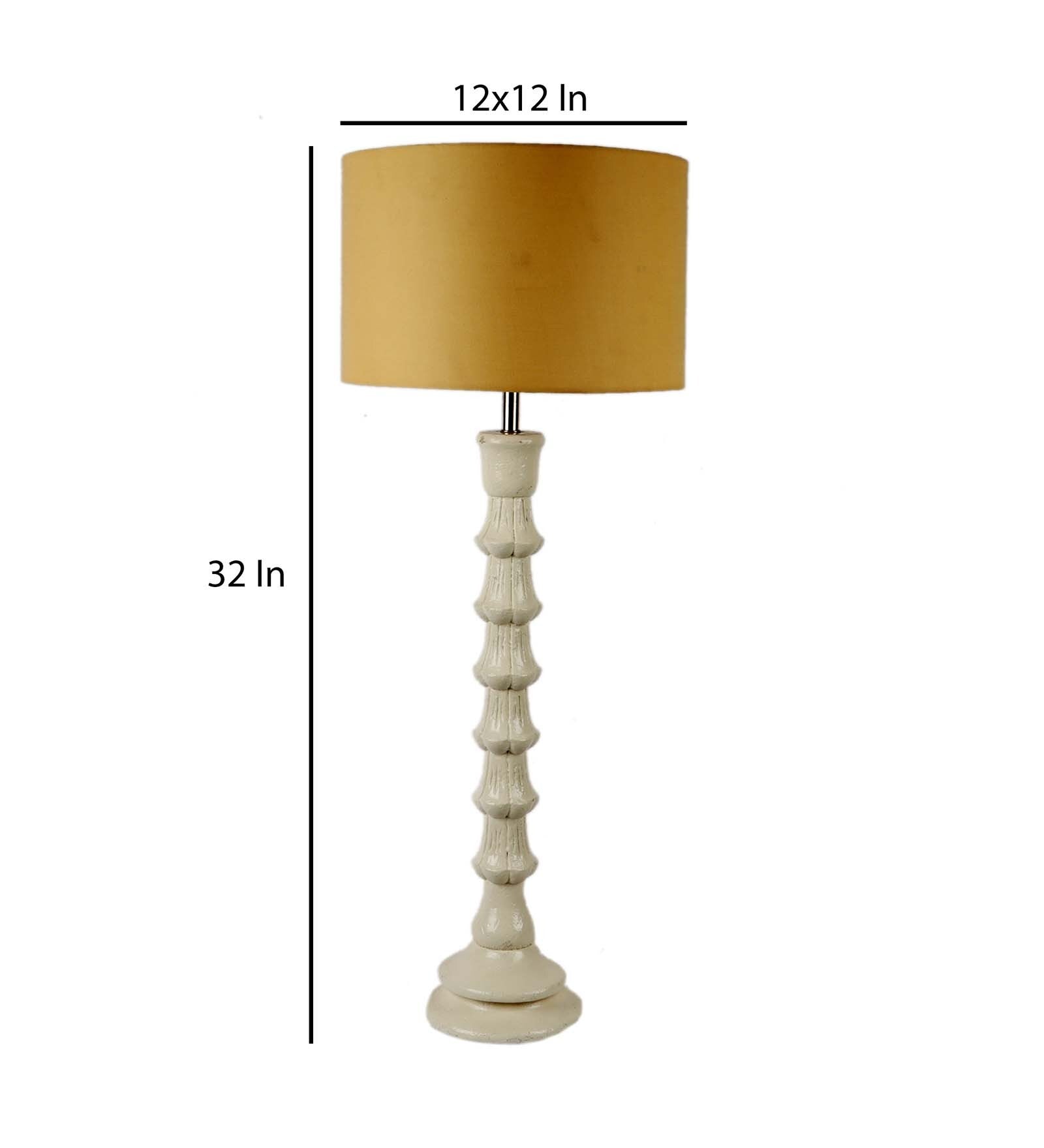 Beige Iron & Cloth Shade Table Lamp with White Base