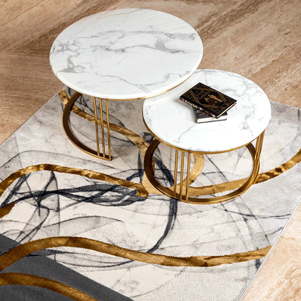 Minimalist Nesting Center Table Set of 2 Gold PVD Finish (Stainless Steel)