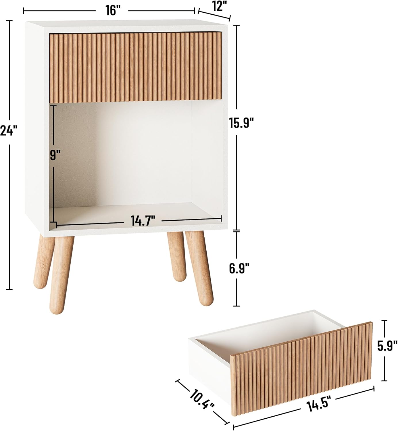 Designer Side Table with Storage Drawer