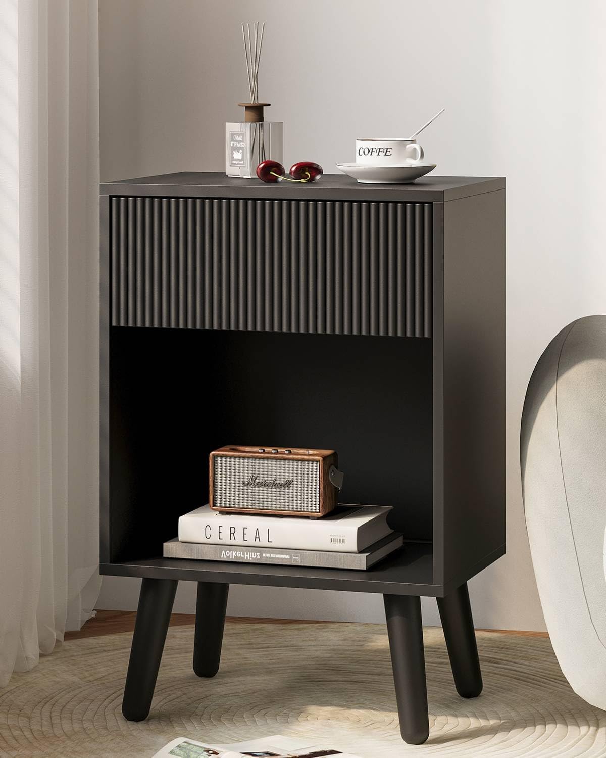 Designer Side Table with Storage Drawer