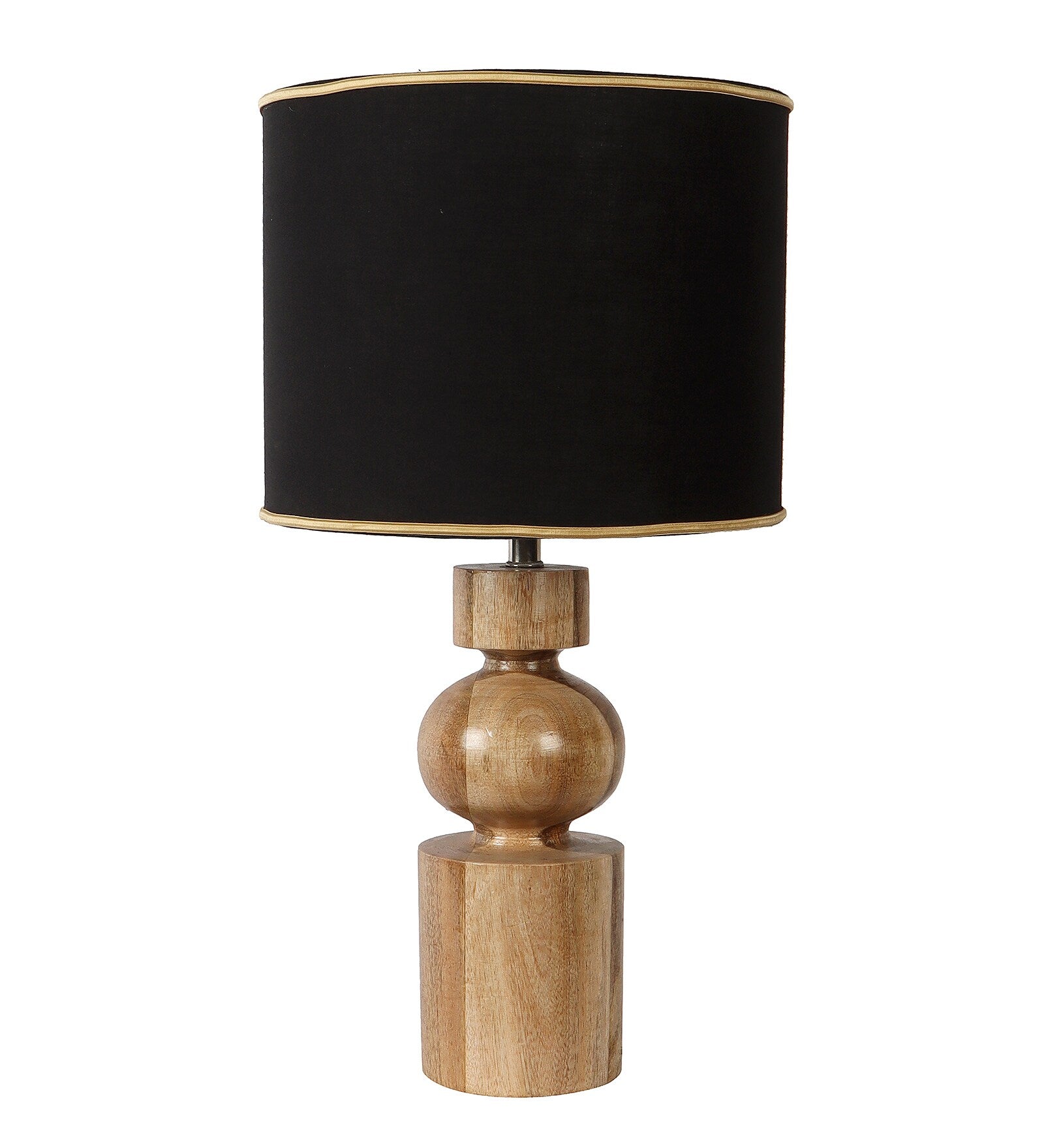 Fabric Bambo Table Lamp With Black Shade