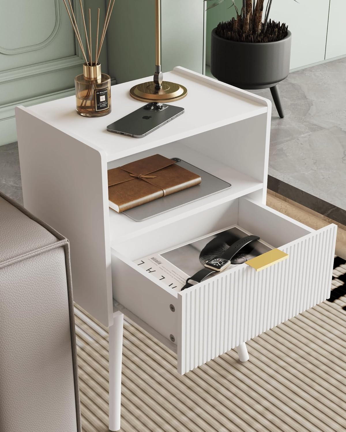 Modern Bedside Table with Storage Drawer